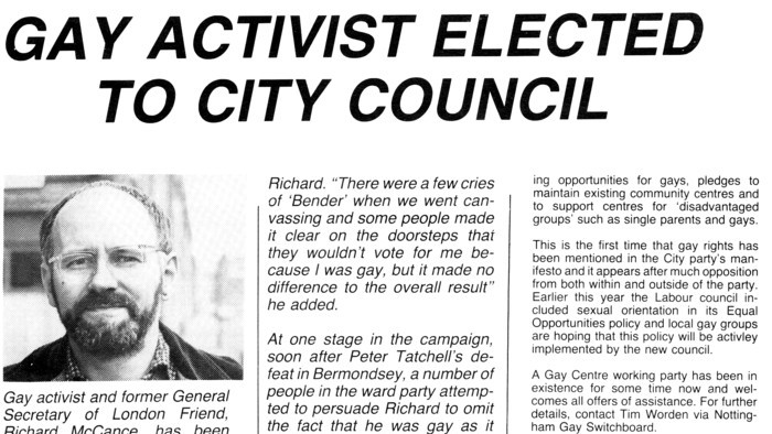 News article on Richard McCance's election to City Council